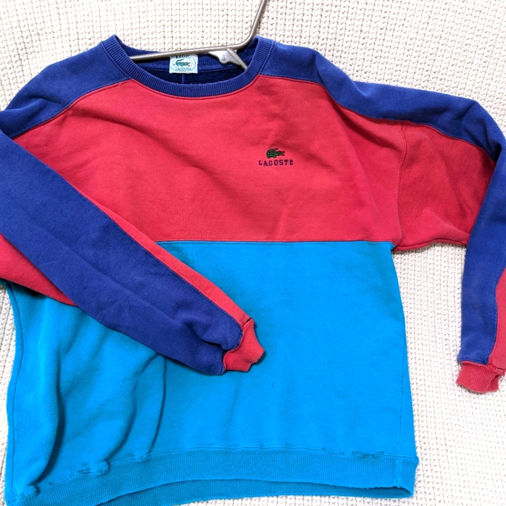 Red and blue Lacoste thick sweater medium